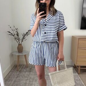Everlane blue and white stripe shorts